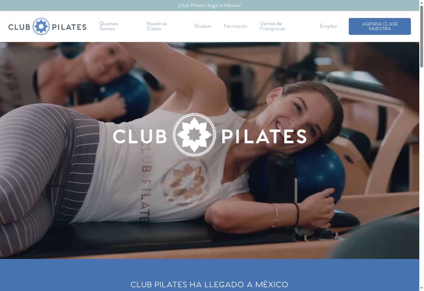 Club Pilates Mexico website shown across devices