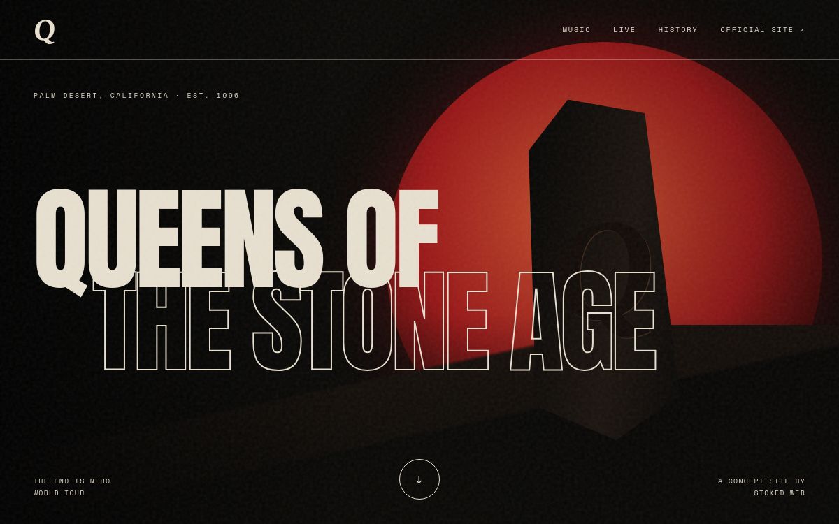 Queens of the Stone Age unofficial website concept by Stoked Web